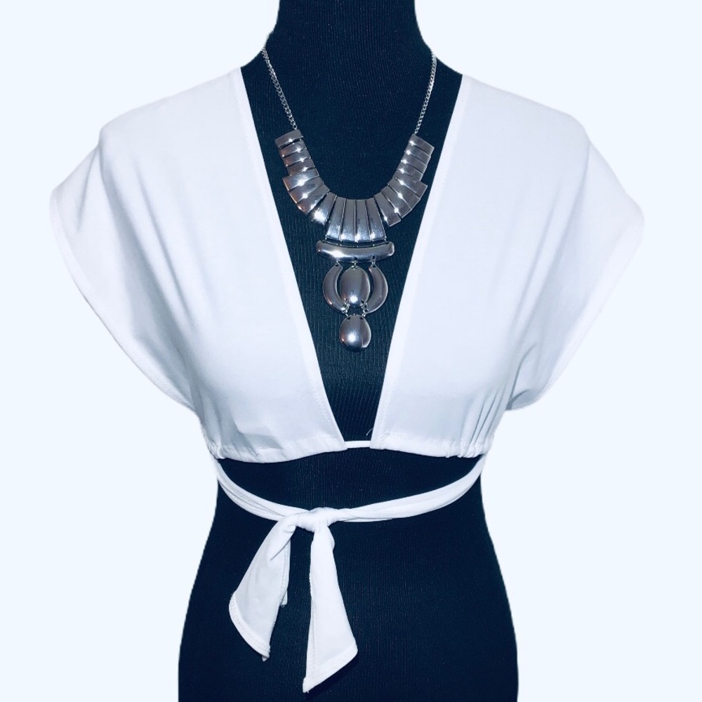 Vizio White Multi-way Wrap Crop Top
